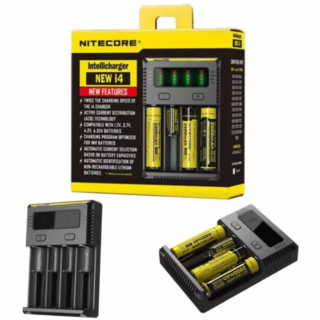 Nitecore NEW i4 Intellicharge AA AAA Ni-MH All Lithium Battery Charger UK PLUG