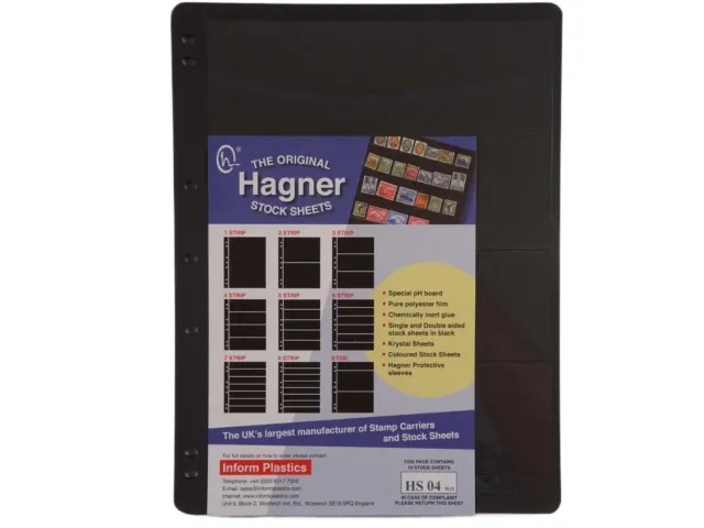 Hagner Stock Sheets Single Sided 4 Strip Packet of 10 Pages