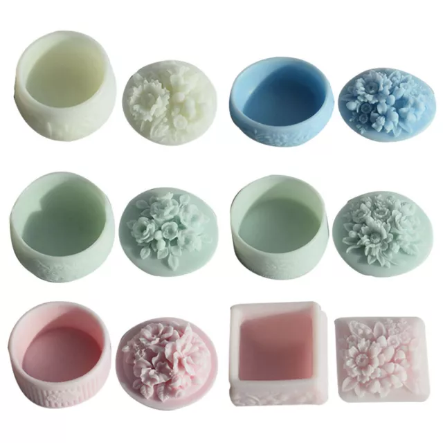 Jewelry Box Silicone Mould Flower Lid Aromatherapy Candle Plaster Craft Decor