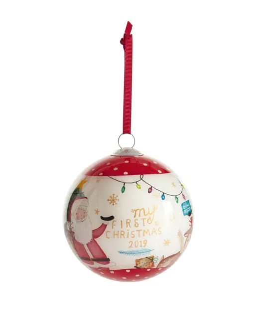 Mamas and Papas My First Christmas Bauble 2019 -Hand Painted Glass - Unisex