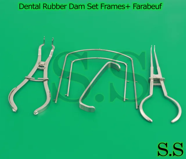 Dental Rubber Dam Set Ivory Forceps+ Stokes Pliers + Frames+ Farabeuf DN-451