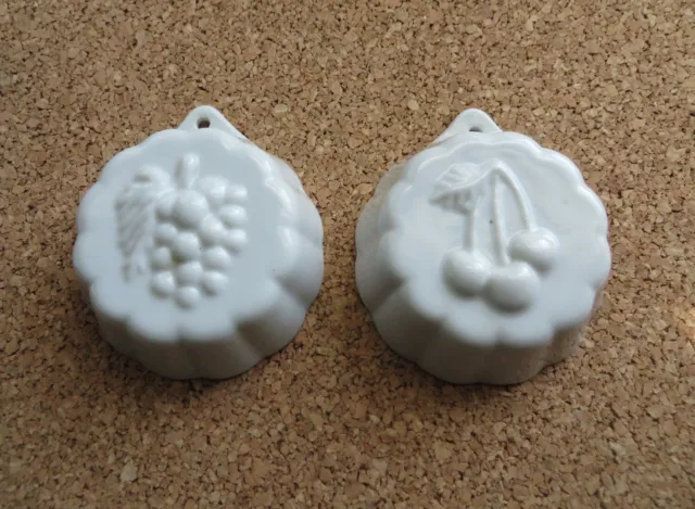 Sweet little pair of ceramic 2.75” fluted tarte jello molds