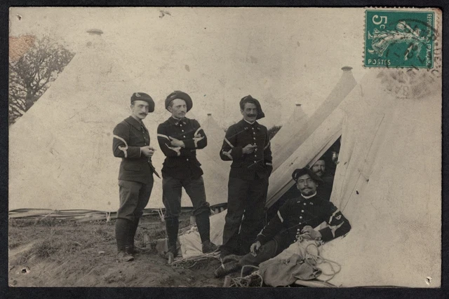Cpa Carte Photo Guerre sous officiers du 28e BACP Chasseurs Alpins de Grenoble