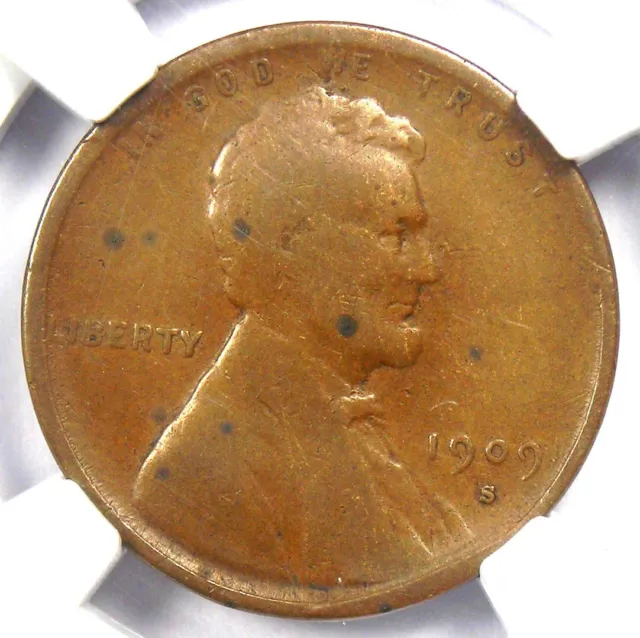 1909-S VDB Lincoln Wheat Cent 1C Penny - NGC Fine Details - Rare Key Date Coin!