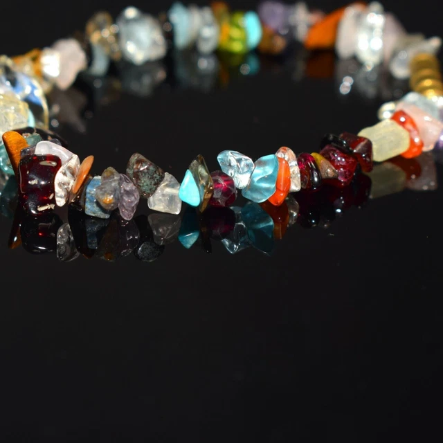 Natural Handmade AAA Smooth Multi Colour Uncut Gemstone Loose Beads 8" Bracelet