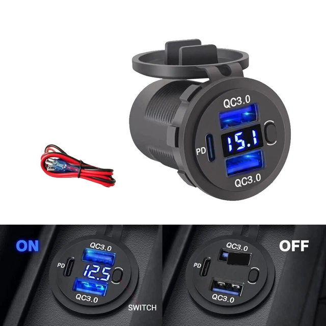 Swavitie Presa Accendisigari USB 12V Con PD E QC3.0 – Doppia Porta E Cavo Type-C Da 1m