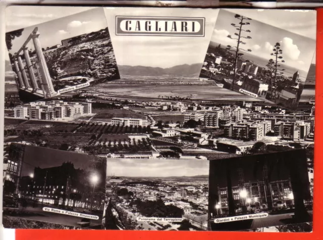 Cartolina  Cagliari   Citta'   B/N    Viaggiata 1955 Vedutine    Regalo