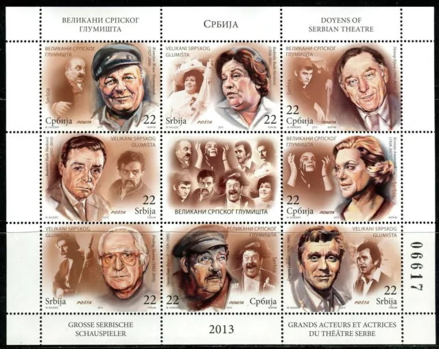 0561 SERBIA 2013 - Doyens of Serbian Theatre - Actors - MNH Sheet