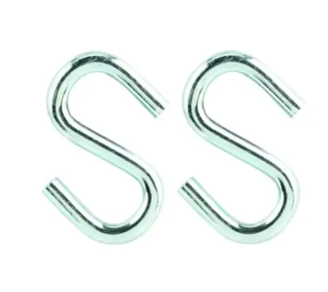 4-PK Everbilt 50 LB  3/16 in x 1-5/8 in. Zinc-Plated Steel Rope S-Hook 43434