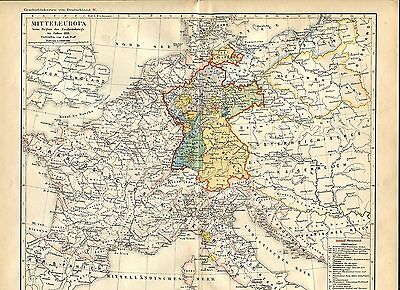 Mapa de País "Europa Central En Año 1813" - De 1895 (J-BE2)