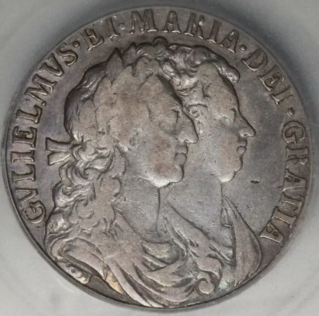 1689 ICG F 15 William Mary 1/2 Crown Great Britain Silver Coin (21061201C)