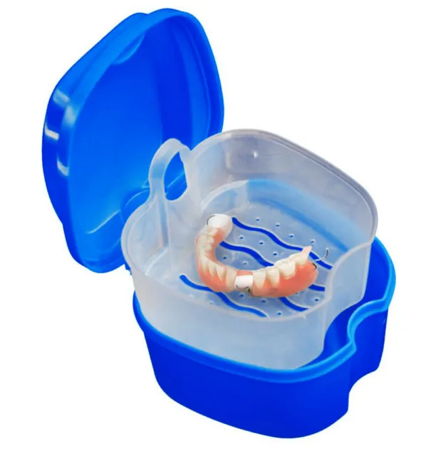 Plastic Tooth Holder False Teeth Storage Box with Hanging Net Denture Box Case