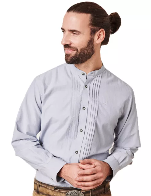 Krueger Camicia Attillata " Erwin " Con Colletto Alto 911365 Blu