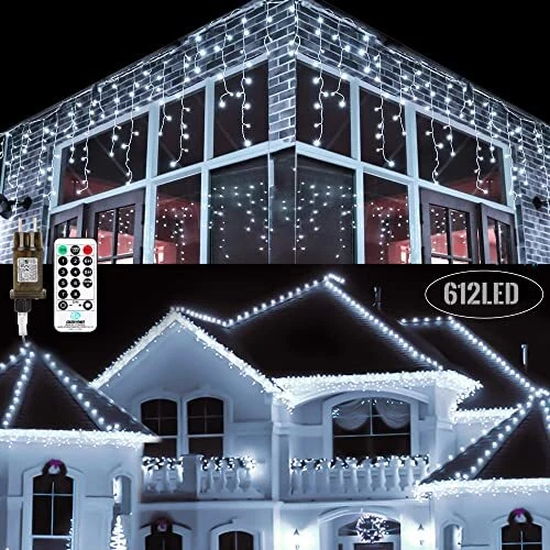 Moxled Rideau Lumineux Noel Exterieur - 15M 612 LED Guirlande Lumineuse Noel ...