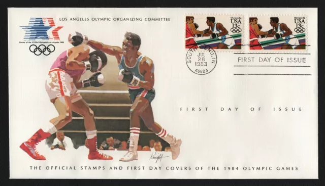 #2051 13c Boxing, LA Olympic Committee w/ Insert 4-1/2x8 **ANY 5=FREE SHIPPING**