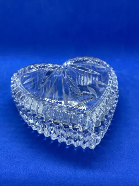 Wedgwood Crystal Heart Shaped Jewelry Trinket Dish with Lid ~ West Germany