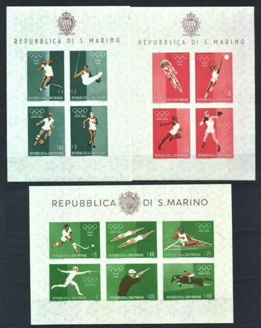 San Marino 1960 Olympics Rome 3 Sheetlets New