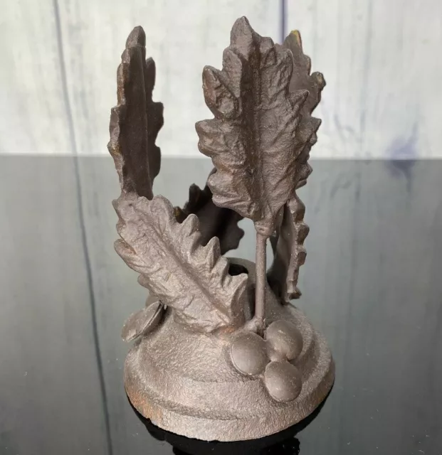 VINTAGE Rustic Cast Iron Leaf Candle Sconce Piece or Fixture - Estate Find
