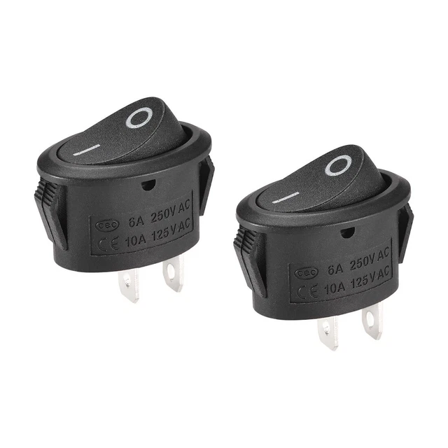 Interruttore Auto Nero Interruttori A Dondolo Neri Mini SPST 6A 12V - 8 Pezzi, Dimensioni 15x10mm, Per Elettronica E Pannelli Interruttore 6A 2 Pin SPST