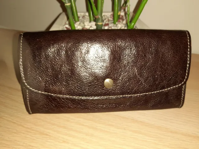 Brown Genuine Leather Wallet Purse. Made In Italy