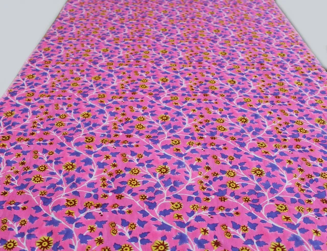Neuf Indien Floral Multi Main Bloc Tissu Coton Imprimé Vêtements 6.4m Artisanat