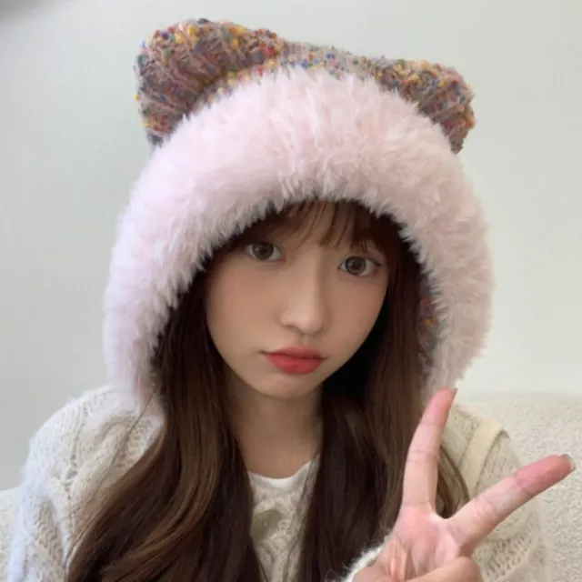 CAT EAR WINTER Hats Knitted Crochet Pullover Hat Cute Warm Knitted Caps ...