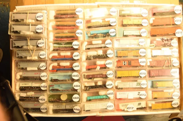 N Scale cars BN NP PRR SSW GN UP CN TOFC FLAT REEFER BOX sold individually,