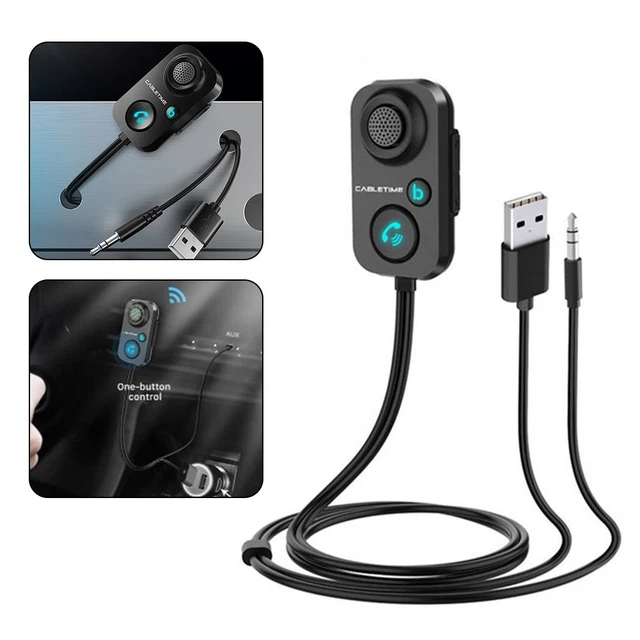 Bluetooth Récepteur 5.1 Auxiliaire Audio 3.5mm Fil, Adaptateur Bord for Voiture