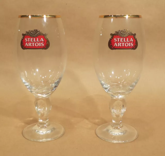 2 Stella Artois Beer Glasses • Icon 33cl • Belgium Pilsner • AB InBev Brew • NOS