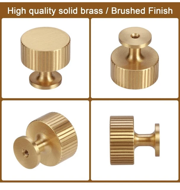 30 pcs Solid Brass Ball Cabinet Knobs Pull Brushed Gold Kitchen Furniture Handle