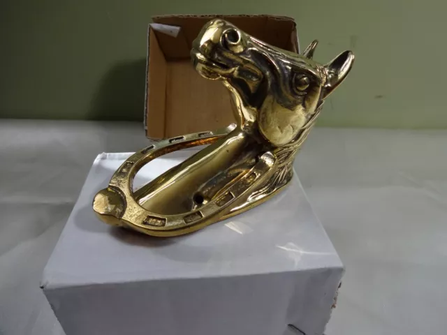 Horse Head Brass Door Knocker with  Horse Shoe