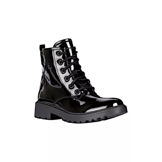 Geox Chaussures pour Femmes Bottines Rangers Militaire en Cuir Brillant Bottes 2