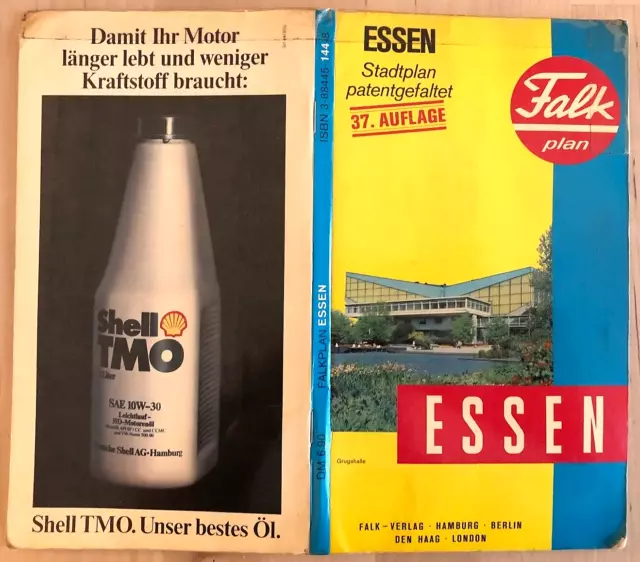 Alter Stadtplan 1985 von ESSEN, Kettwig und Umgebung - mit 80er Reklame
