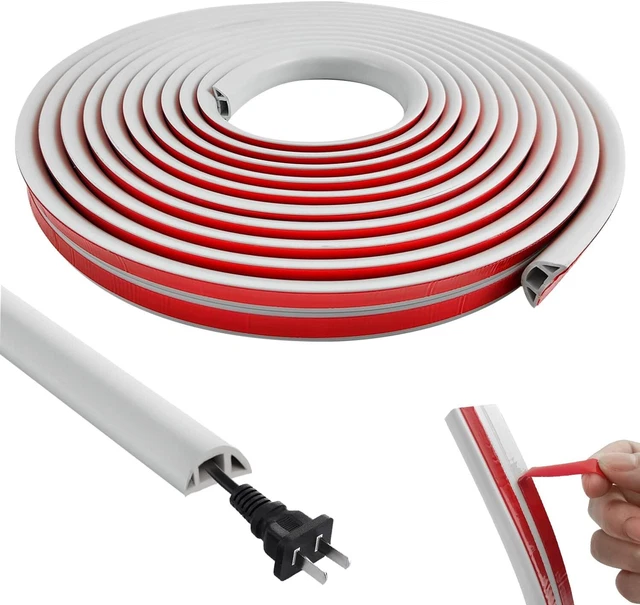 8m Protezione Cavi da Pavimento PVC, Canalina Autoadesiva per Cavi, 8 m