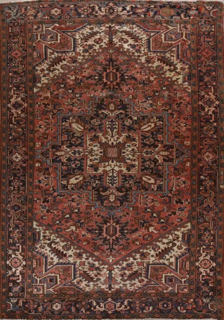 Vintage Traditional Geometric Wool 8x11 Area Rug Hand-knotted Living Room Carpet