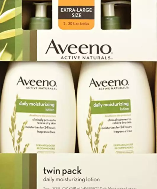 Aveeno Active Naturals Daily Moisturizing Lotion, NEW 2 pack of 20 FL oz Pump