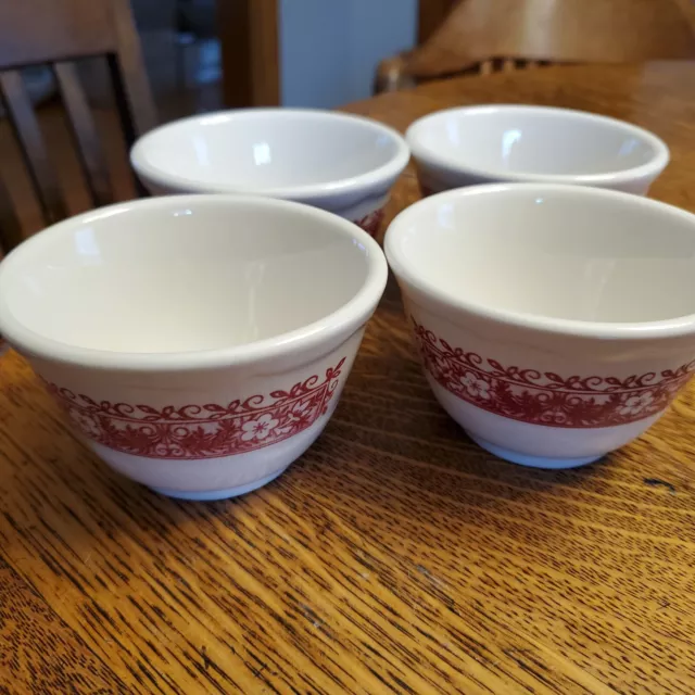 Syracuse China Strawberry Hill Red Color Custard/Soup Cups/Fruit Bowls Excellent