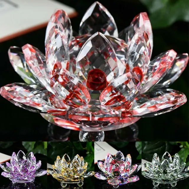 Tea Light Lotus Flower Candle Candlestick Holder 65mm Craft Crystal Glass Home