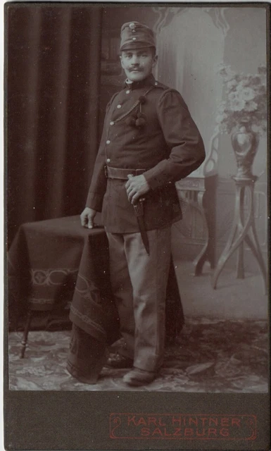 CDV Salzburg stehender kuk Soldat mit Uniform Foto Portrait Gebirgsjäger