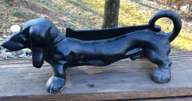 Antique Heavy Cast Iron Dachshund Wiener Dog Boot Scraper Door Stop 14”