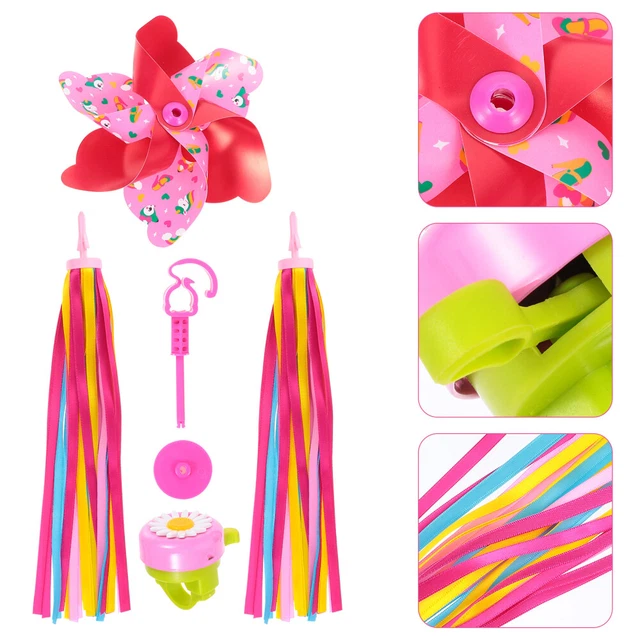 Lot De 2 Banderoles Serpentins Pour Guidon Vélo Enfant - 30 Bandes, Longueur 26,5 Cm - Accessoire Décoration Coloré