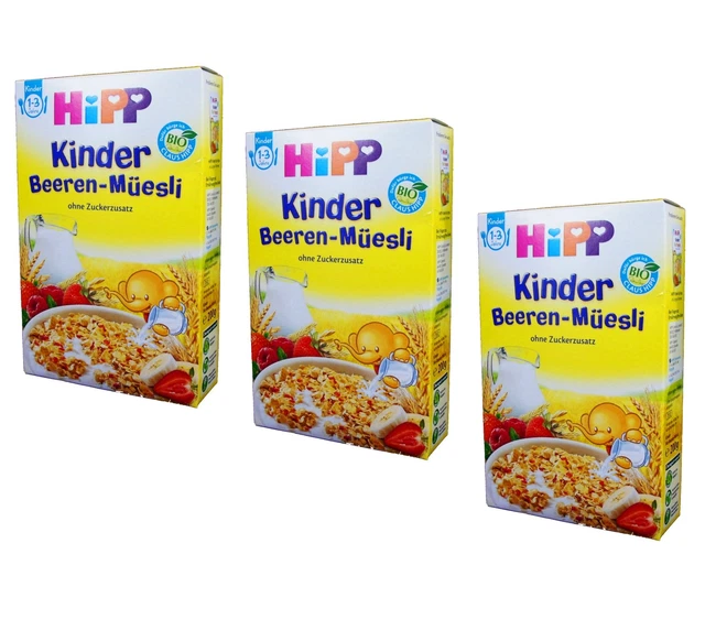 ( 23,95€/ KG) 3x 200g HiPP Infantil Bayas Müesli Muesli Sin Azúcares Añadidos