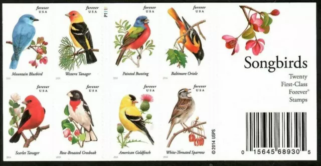 Songbirds Booklet Pane of 20 GENUINE - Stamps Scott 4891b