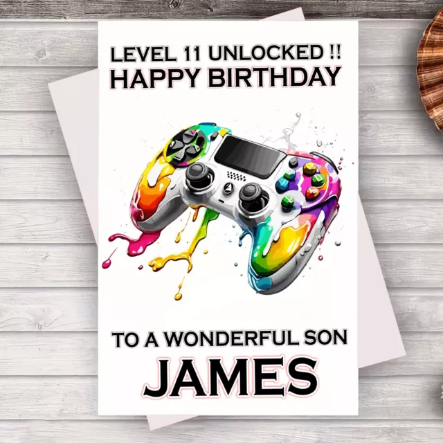 Personalised Gaming Birthday Card Gamer Boys Teenage Son Nephew Brother Grandson