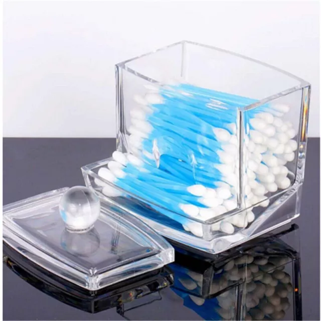 Clear Acrylic Cotton Pad Ear Bud Swab Dispenser Holder Storage Jar Organiser Box 2