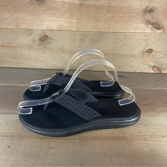 Teva voya Womens size 8 shoes black slip on thong comfort flip flop sandals