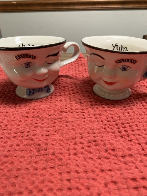 Bailey’s Irish Cream Winking Face Yum Coffee Cups Man Woman Ltd Ed 1996