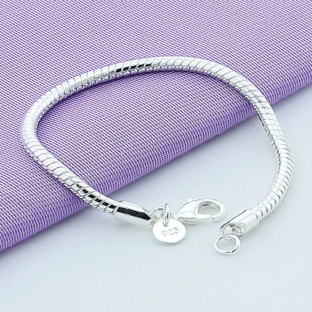 925 Sterling Silver Filled Bracelet Snake Chain Women Man Fashion Jewellery