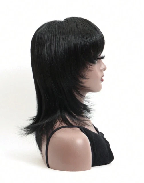 Perruque Courte Carré Noir - Synthétique - 30 Cm - Avec Bonnet - Neuf Avec Étiquettes