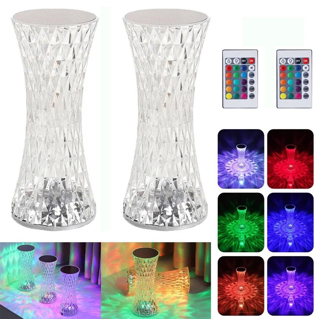 2X LED Crystal Table Lamp Diamond Rose Night Light Touch Atmosphere Bedside Bar